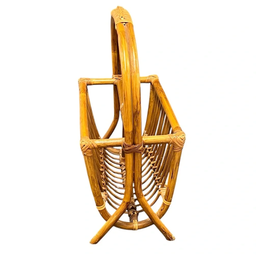 VINTAGE RATTAN BAMBOO MAGAZINE RACK - Picture 4 of 11
